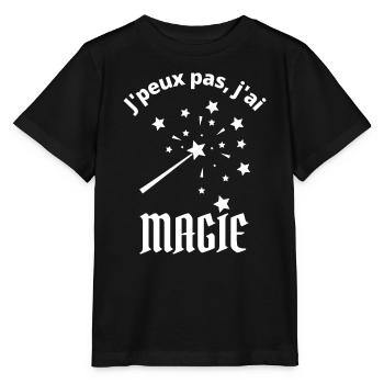 je peux pas j ai magie étoiles baguette magique - T-shirt bio MINI CREATOR Stanley/Stella Enfant - noir - Devant - Mikhail (115cm)