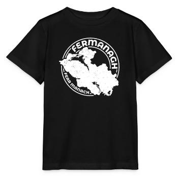 Comté de Fermanagh Irlande | Timbre de contour de carte - T-shirt bio MINI CREATOR Stanley/Stella Enfant - noir - Devant - Mikhail (115cm)