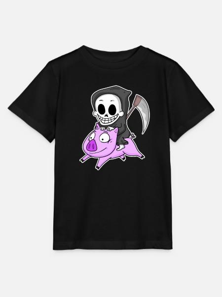 Sensenmann und Schwein - Stanley/Stella Kinder T-Shirt MINI CREATOR - Schwarz