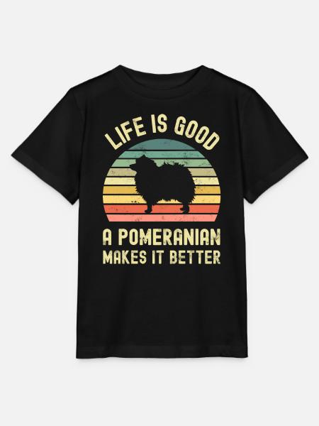 Hund Pomeranian - Stanley/Stella Kinder T-Shirt MINI CREATOR - Schwarz