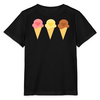 Eis Herz Eiscreme Erdbeereis Eisdiele Geschenk - Stanley/Stella Kinder T-Shirt MINI CREATOR  - Schwarz - Vorne - Mikhail (115cm)