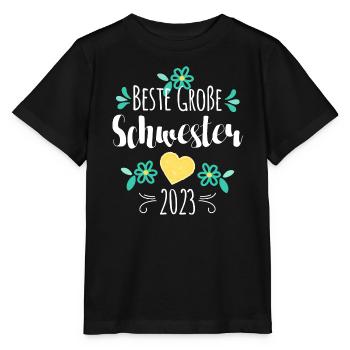 Beste Große Schwester 2023 - Stanley/Stella Kinder T-Shirt MINI CREATOR  - Schwarz - Vorne - Mikhail (115cm)