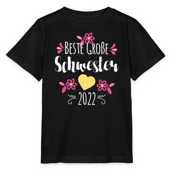 Beste Große Schwester 2022 - Stanley/Stella Kinder T-Shirt MINI CREATOR  - Schwarz - Vorne - Mikhail (115cm)