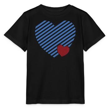 Double Heart - Idée cadeau textile design - T-shirt bio MINI CREATOR Stanley/Stella Enfant - noir - Devant - Mikhail (115cm)