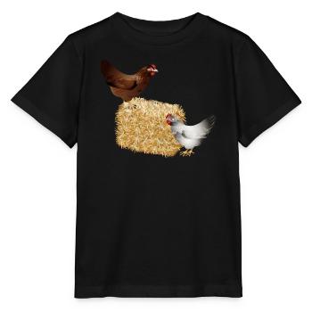 deux poulets sur une balle de paille - T-shirt bio MINI CREATOR Stanley/Stella Enfant - noir - Devant - Mikhail (115cm)