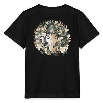 Le dieu éléphant Ganesha au milieu de la jungle - T-shirt bio MINI CREATOR Stanley/Stella Enfant - noir - Devant - Mikhail (115cm)