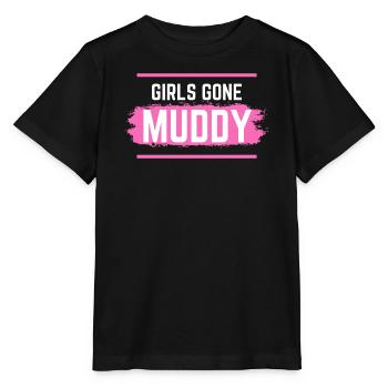 Muddy run shirt mud Matsch Lauf girl Team obstacle - Stanley/Stella Kinder T-Shirt MINI CREATOR  - Schwarz - Vorne - Mikhail (115cm)