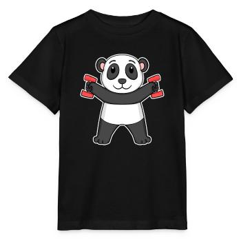 Panda Dumbbell Dumbbells Fitness Gym - Stanley/Stella MINI CREATOR Kids’ T-Shirt - black - Front - Mikhail (115cm)