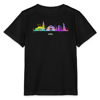 Kiel Skyline Bunt Kieler Norddeutschland - Stanley/Stella Kinder T-Shirt MINI CREATOR  - Schwarz - Vorne - Mikhail (115cm)