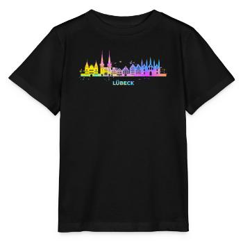 Lübeck Skyline Colorful Lübecker Northern Germany - Stanley/Stella MINI CREATOR Kids’ T-Shirt - black - Front - Mikhail (115cm)