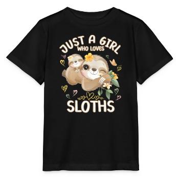 Sloth Baby Foul Just A Girl Who Loves Sloths - Stanley/Stella MINI CREATOR Kids’ T-Shirt - black - Front - Mikhail (115cm)
