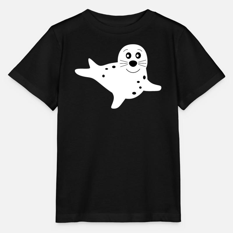 Seehund weiß Seehunde Robbe Robben Tiere - Stanley/Stella Kinder T-Shirt MINI CREATOR - Schwarz