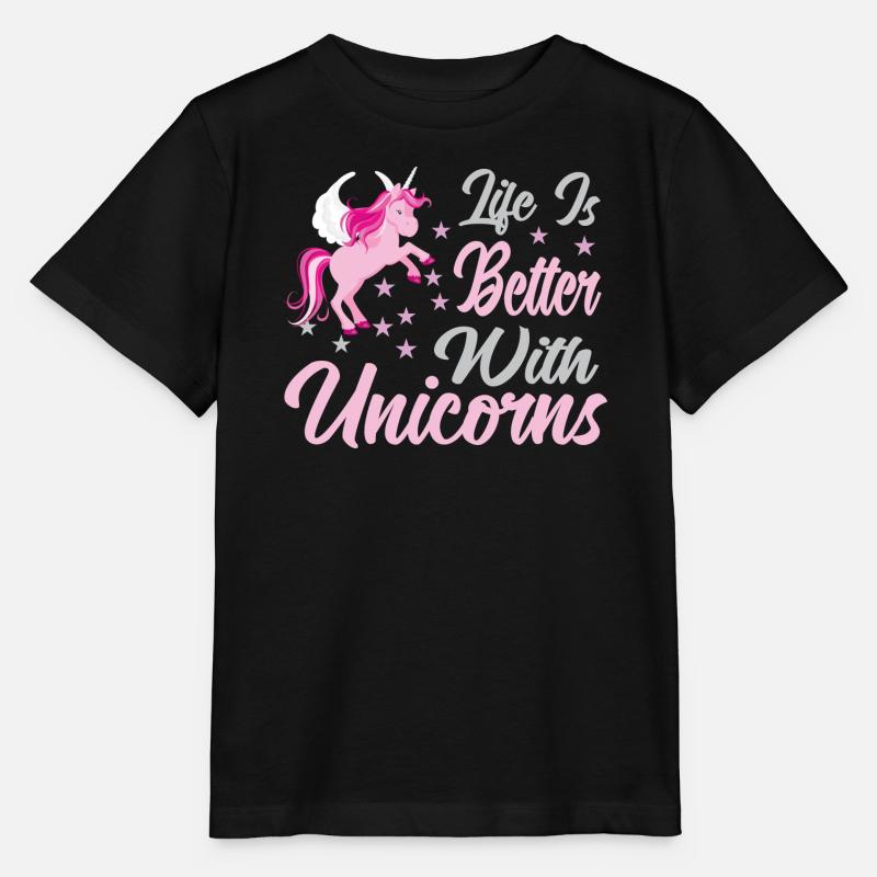 Leben ist besser mit Einhörnern - Stanley/Stella Kinder T-Shirt MINI CREATOR - Schwarz