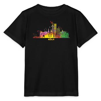 Köln Skyline Bunt Kölner Fernsehturm - Stanley/Stella Kinder T-Shirt MINI CREATOR  - Schwarz - Vorne - Mikhail (115cm)