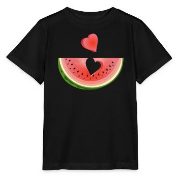 Morceau de pastèque avec cœur - T-shirt bio MINI CREATOR Stanley/Stella Enfant - noir - Devant - Mikhail (115cm)