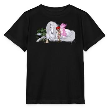 Wunderbares Einhorn mit Fee - Stanley/Stella Kinder T-Shirt MINI CREATOR  - Schwarz - Vorne - Mikhail (115cm)