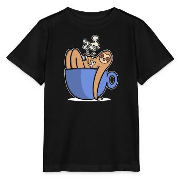 Drôle de paresseux café caféine amateur de café - T-shirt bio MINI CREATOR Stanley/Stella Enfant - noir - Devant - Mikhail (115cm)