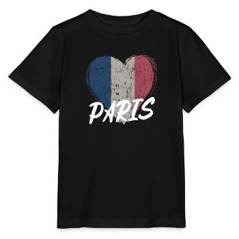 Badge retro, Paris France est ma ville natale - T-shirt bio MINI CREATOR Stanley/Stella Enfant - noir - Devant - Mikhail (115cm)