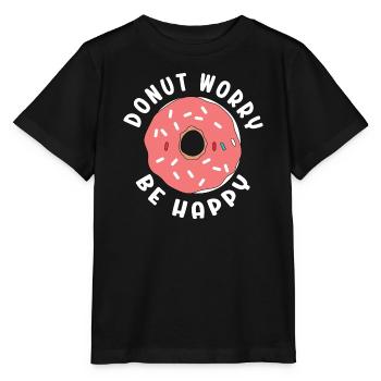 Donut Worry Be Happy - Stanley/Stella MINI CREATOR Kids’ T-Shirt - black - Front - Mikhail (115cm)