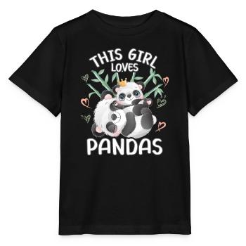 Dieses Maedchen Liebt Pandas - Stanley/Stella Kinder T-Shirt MINI CREATOR  - Schwarz - Vorne - Mikhail (115cm)