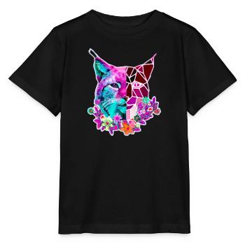 Lynx Cat Couleurs d’été - T-shirt bio MINI CREATOR Stanley/Stella Enfant - noir - Devant - Mikhail (115cm)