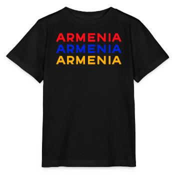 Armenia Dreifarbig Schrift-Design - Stanley/Stella Kinder T-Shirt MINI CREATOR  - Schwarz - Vorne - Mikhail (115cm)
