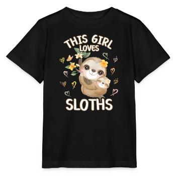 Dieses Maedchen Liebt Faultiere - Stanley/Stella Kinder T-Shirt MINI CREATOR  - Schwarz - Vorne - Mikhail (115cm)