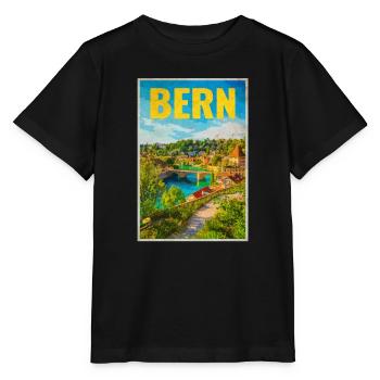 Panorama de Berne Aare et Vieille Ville - T-shirt bio MINI CREATOR Stanley/Stella Enfant - noir - Devant - Mikhail (115cm)