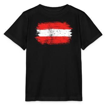 Rot-Weiß-Rote Pinselfahne - Stanley/Stella Kinder T-Shirt MINI CREATOR  - Schwarz - Vorne - Mikhail (115cm)