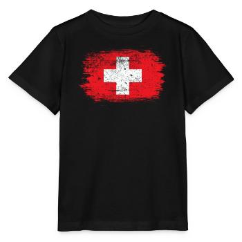 Red Brush Swiss Cross Design - Stanley/Stella MINI CREATOR Kids’ T-Shirt - black - Front - Mikhail (115cm)