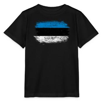 Blau-Weiße Pinselstrichflagge - Stanley/Stella Kinder T-Shirt MINI CREATOR  - Schwarz - Vorne - Mikhail (115cm)