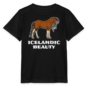 Icelandic Horses Statement Horse Love Horse Fan - Stanley/Stella MINI CREATOR Kids’ T-Shirt - black - Front - Mikhail (115cm)