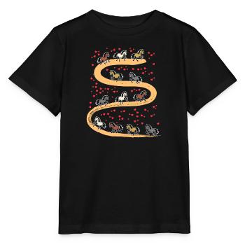 Islandpferde Herz Pferdeliebe Galopp Pferde - Stanley/Stella Kinder T-Shirt MINI CREATOR  - Schwarz - Vorne - Mikhail (115cm)