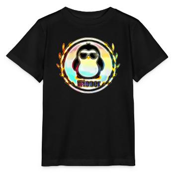 Sieger Pinguin Abzeichen - Stanley/Stella Kinder T-Shirt MINI CREATOR  - Schwarz - Vorne - Mikhail (115cm)