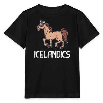 Chevaux islandais Chevaux Chevaux islandais Fan Cheval Amour - T-shirt bio MINI CREATOR Stanley/Stella Enfant - noir - Devant - Mikhail (115cm)