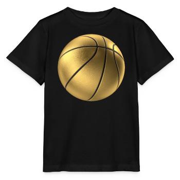 Design de basket-ball doré sur les vêtements de sport - T-shirt bio MINI CREATOR Stanley/Stella Enfant - noir - Devant - Mikhail (115cm)