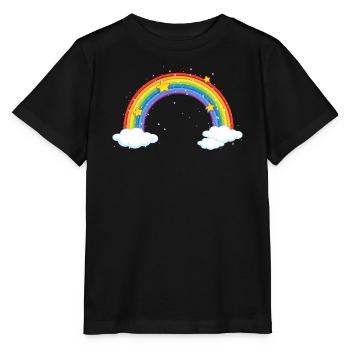 Bright Cartoon Rainbow with Clouds - Stanley/Stella MINI CREATOR Kids’ T-Shirt - black - Front - Mikhail (115cm)