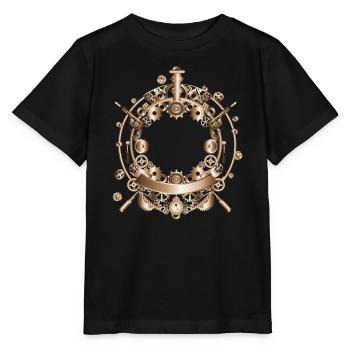 Steampunk frame in steam engine look - Stanley/Stella MINI CREATOR Kids’ T-Shirt - black - Front - Mikhail (115cm)
