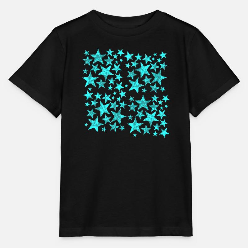 Leuchtende blaue Sternenmuster auf Schwarz - Stanley/Stella Kinder T-Shirt MINI CREATOR  - Schwarz
