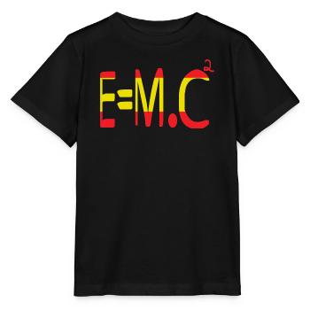 E=m.c² Mass and Energy in red and yellow - Stanley/Stella MINI CREATOR Kids’ T-Shirt - black - Front - Mikhail (115cm)