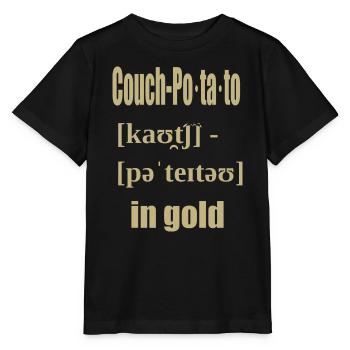 couch potato in gold - Stanley/Stella MINI CREATOR Kids’ T-Shirt - black - Front - Mikhail (115cm)