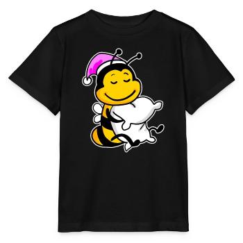 Bee with pillow and sleeping cap - Stanley/Stella MINI CREATOR Kids’ T-Shirt - black - Front - Mikhail (115cm)