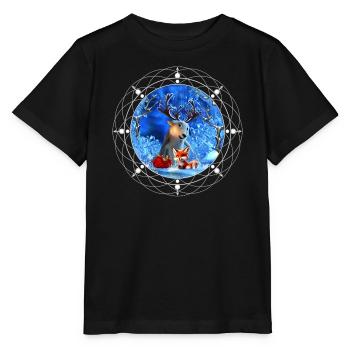 The little reindeer and the cute fox wish you a fel - Stanley/Stella MINI CREATOR Kids’ T-Shirt - black - Front - Mikhail (115cm)
