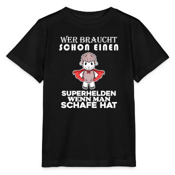Schaf Superheld Hirte - Stanley/Stella Kinder T-Shirt MINI CREATOR  - Schwarz - Vorne - Mikhail (115cm)