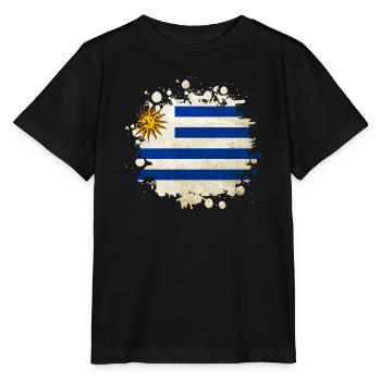 Uruguay Klecks Flag Design - Stanley/Stella MINI CREATOR Kids’ T-Shirt - black - Front - Mikhail (115cm)