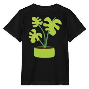 Blumentopf Pflanze Geschenk  - Stanley/Stella Kinder T-Shirt MINI CREATOR  - Schwarz - Vorne - Mikhail (115cm)