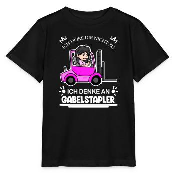 Staplerfahrerin Gabelstapler Lager Logistik Damen - Stanley/Stella Kinder T-Shirt MINI CREATOR  - Schwarz - Vorne - Mikhail (115cm)