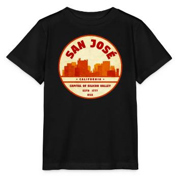Insigne Rétro de la ville de San Jose California - T-shirt bio MINI CREATOR Stanley/Stella Enfant - noir - Devant - Mikhail (115cm)