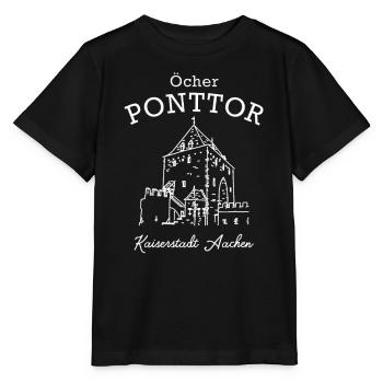 Öcher Ponttor, Imperial City of Aachen, drawing - Stanley/Stella MINI CREATOR Kids’ T-Shirt - black - Front - Mikhail (115cm)