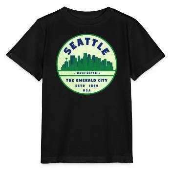 Emerald City Seattle Vintage Badge - Stanley/Stella MINI CREATOR Kids’ T-Shirt - black - Front - Mikhail (115cm)